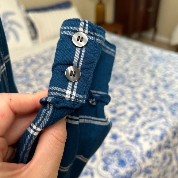 Women's Draper James Blue and White Window Pane Flannel Size 4 - Picture 4 of 14